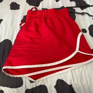 Red gym shorts